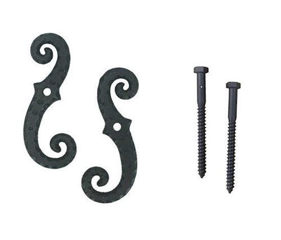 Picture of Black (Powder Coated) Scroll Dog w/Lag Bolt (1 pair)